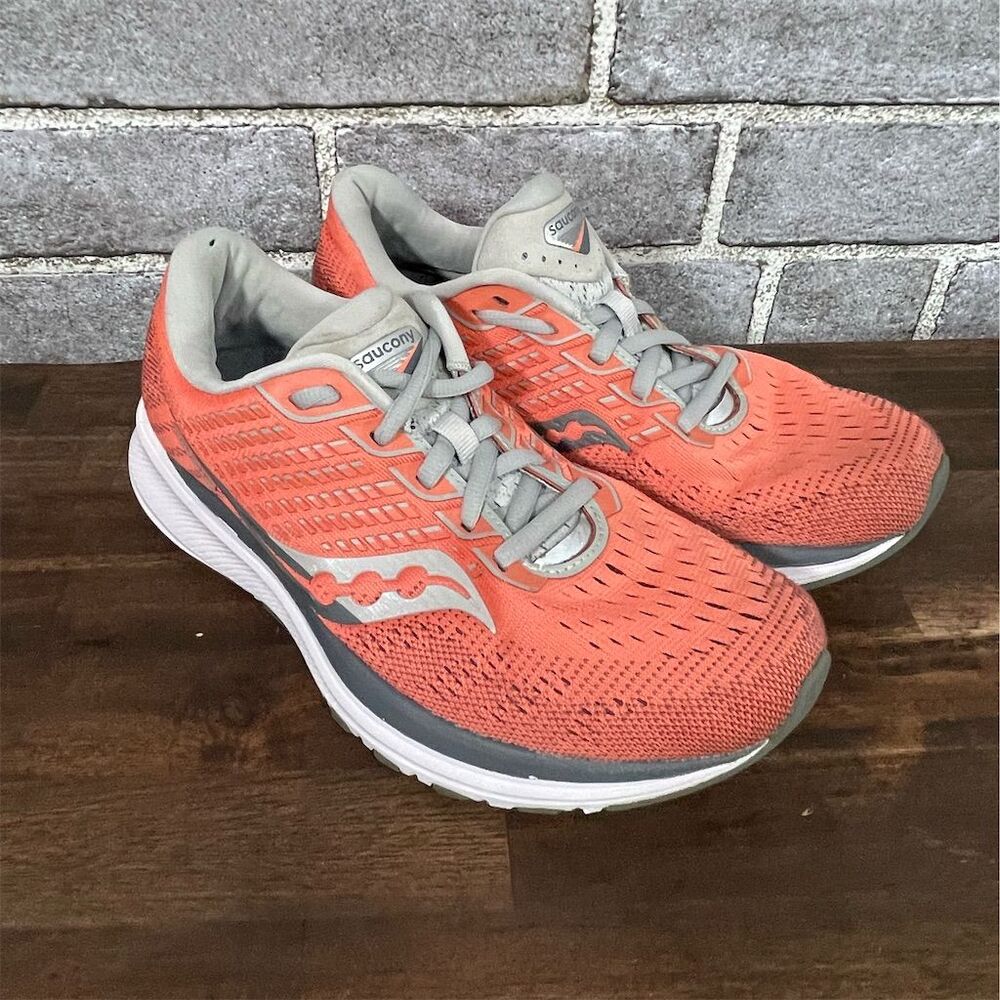 Saucony Ride 13 Women's Running Shoes Size 7 Coral Orange/Gray